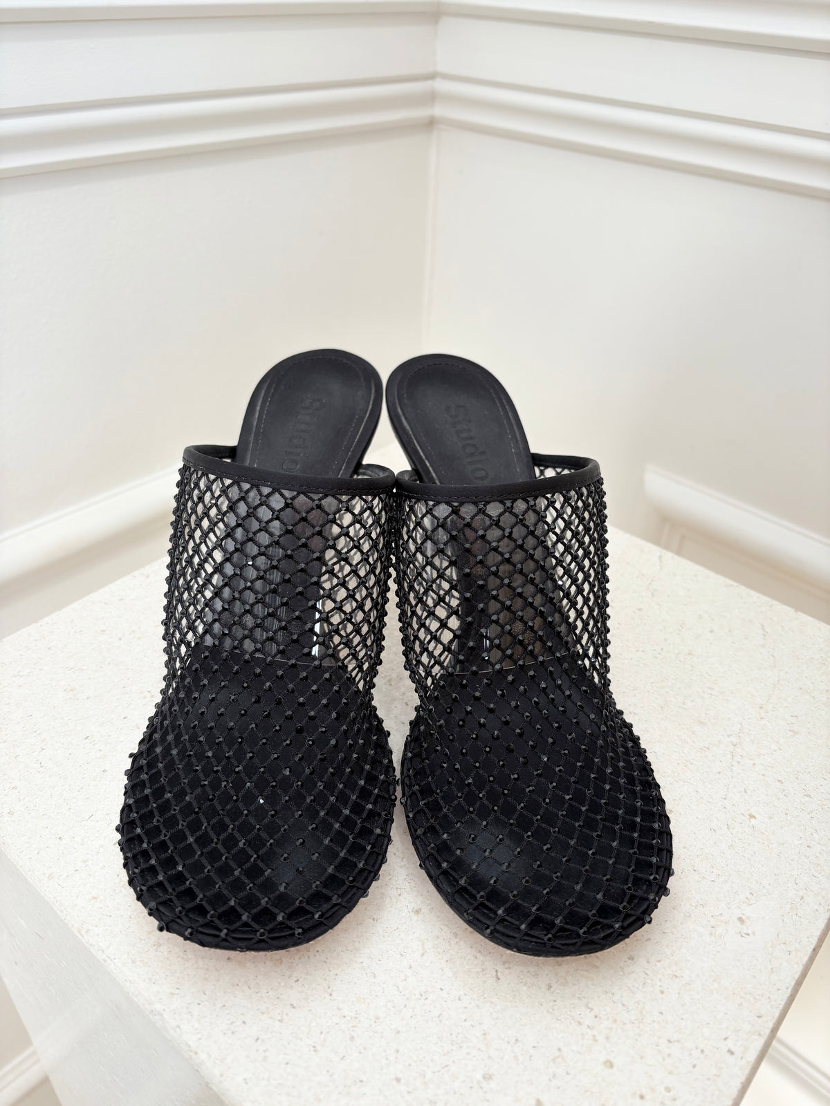Studio Amelia Mesh Dolly Mules Black, 38