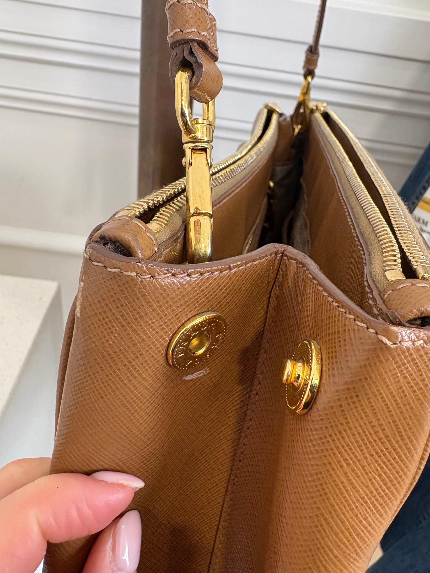Prada Tan Saffiano Leather Galleria Tote