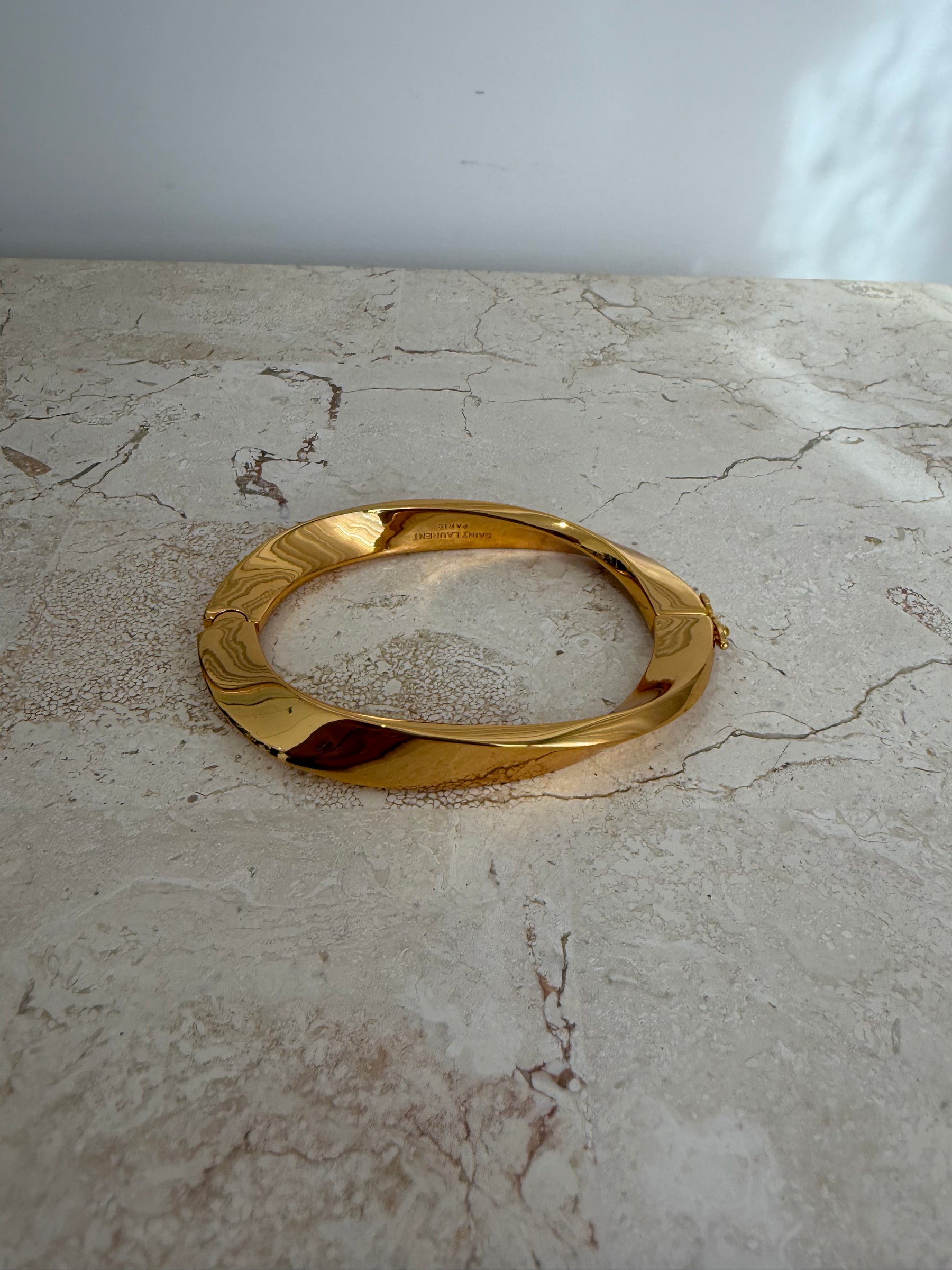 Saint Laurent Gold Tone Twist Bangle