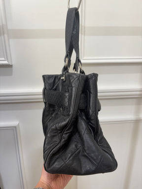 Chanel Large Leather Quilted Tote with Silver Hardware