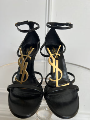 Saint Laurent Cassandra 100 Leather Sandals, 38.5