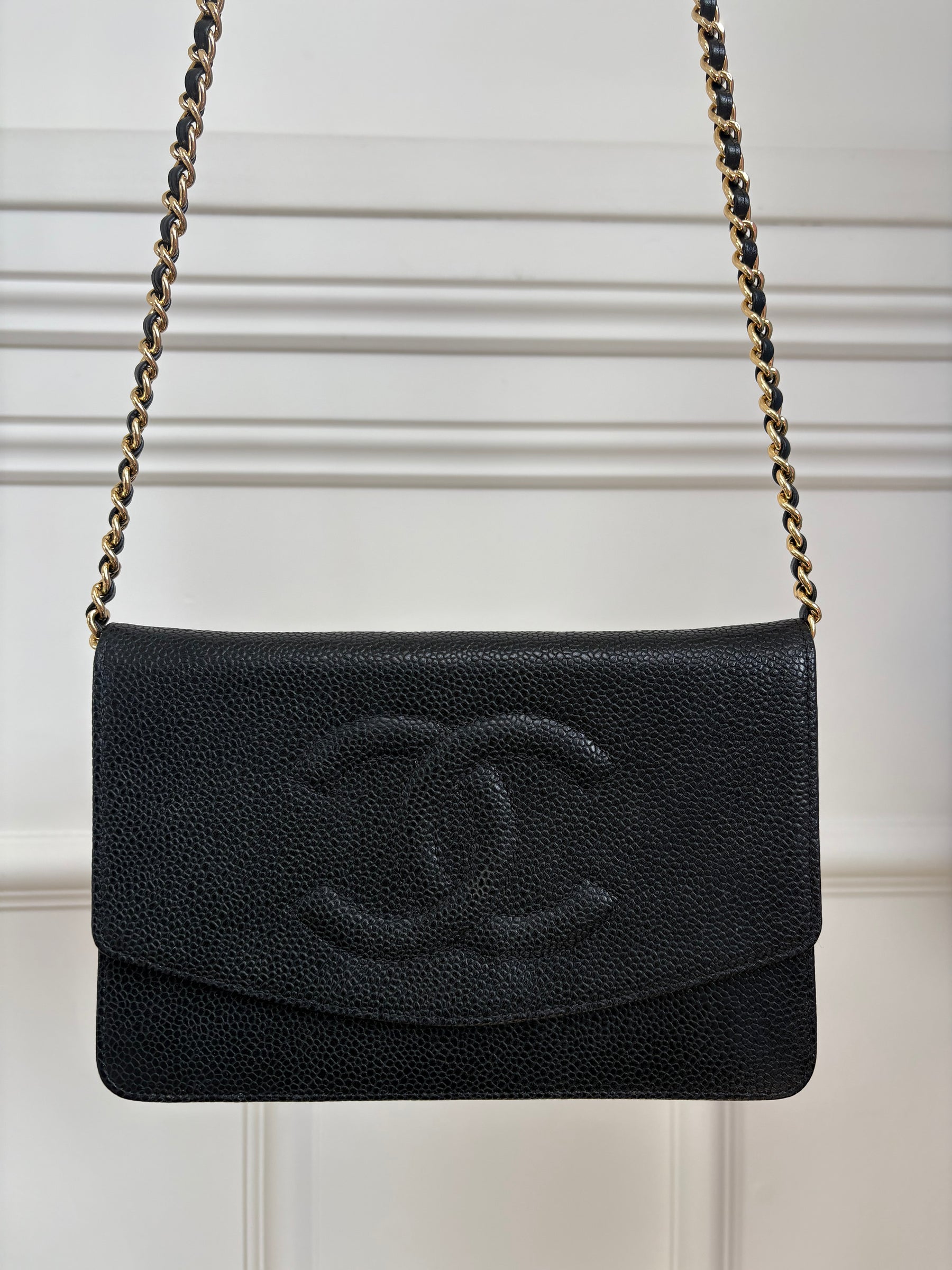 chanel Black CC Caviar Leather Woc