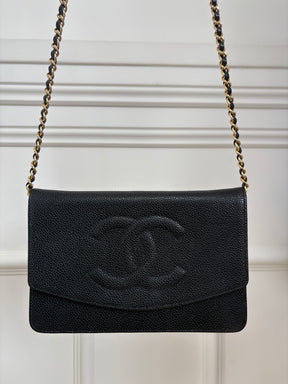 chanel Black CC Caviar Leather Woc