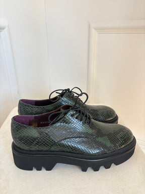 Dries van Noten Green Python Lace Up Shoes, 39