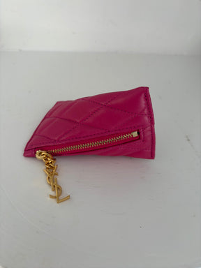 Saint Laurent Pink Fuchsia Quilted Key Pouch