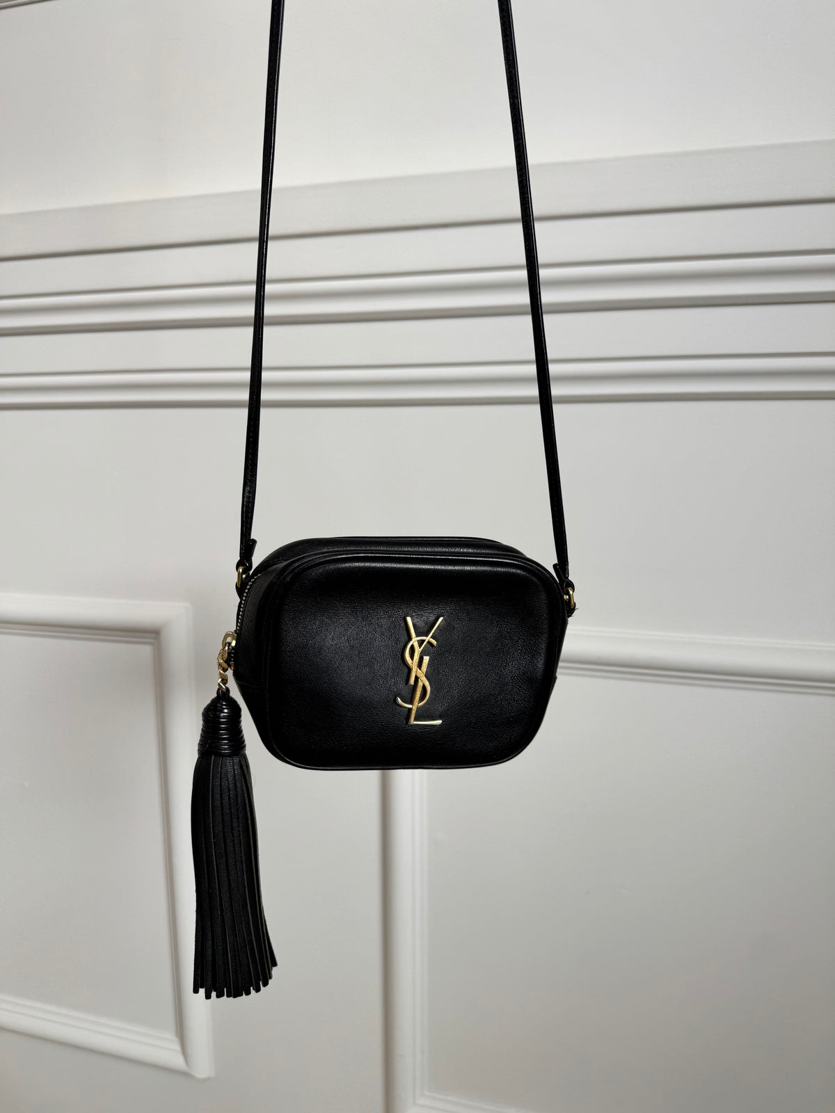 Saint Laurent Black Smooth Leather Mini Lou Camera Bag
