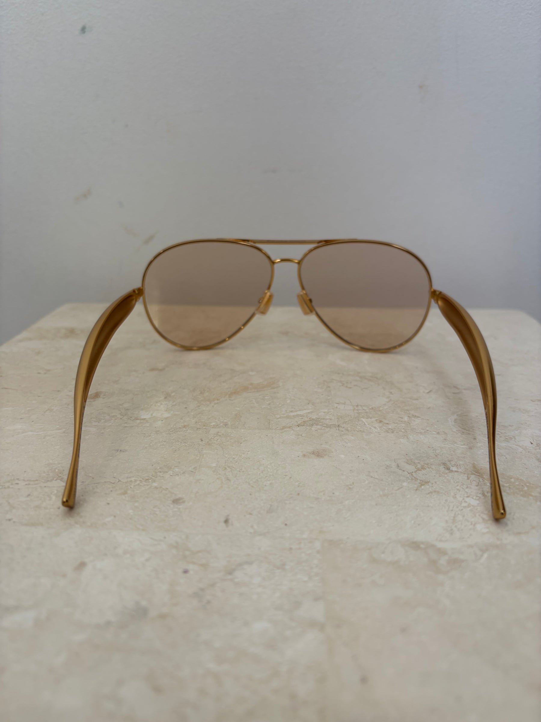 Bottega Veneta Sardine Aviator Sunglasses Gold