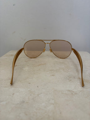 Bottega Veneta Sardine Aviator Sunglasses Gold