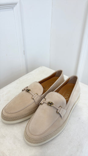 Tod's Beige Suede Loafers, 38.5