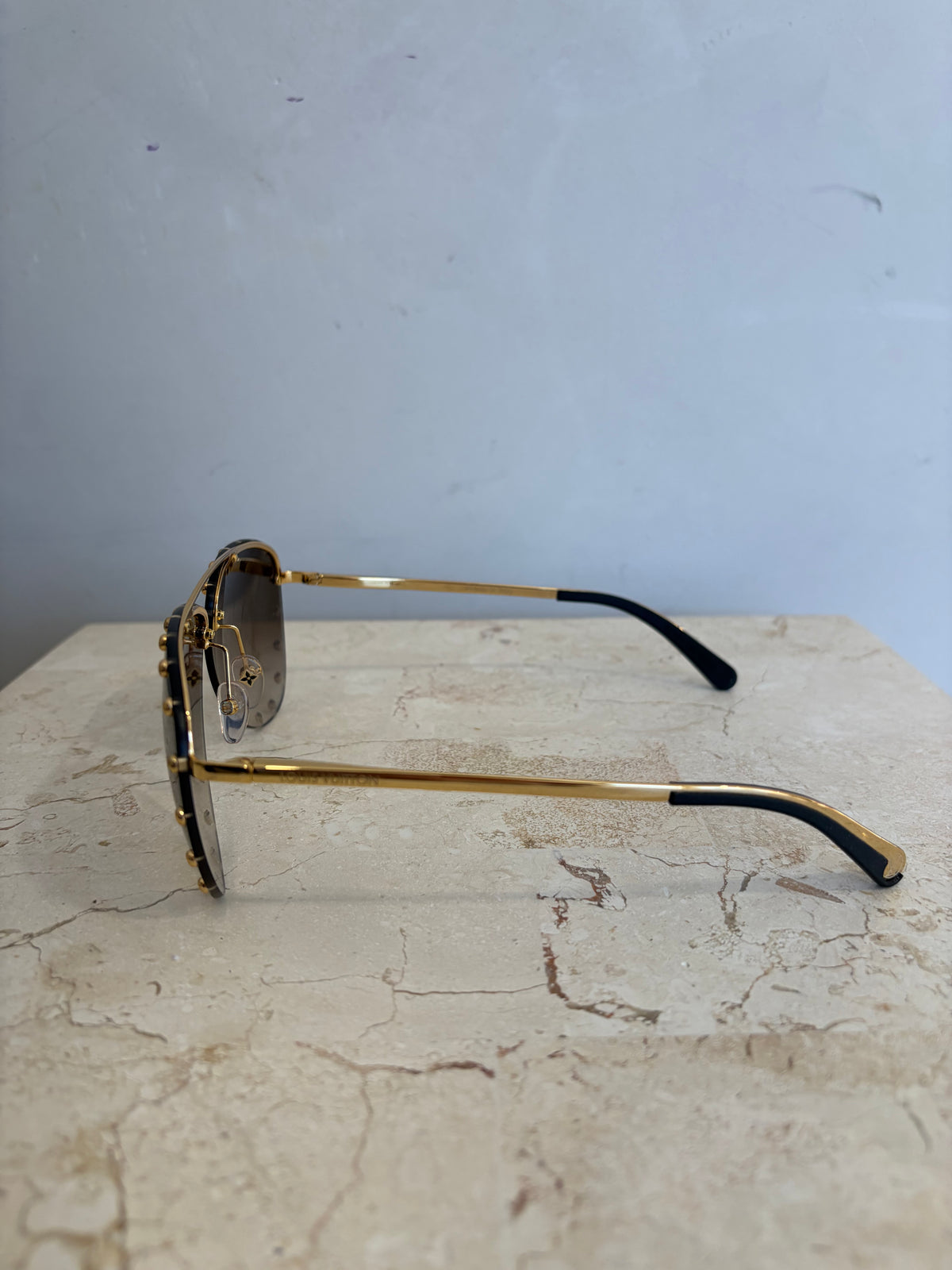 Louis Vuitton Gold Studded Aviator Sunglasses