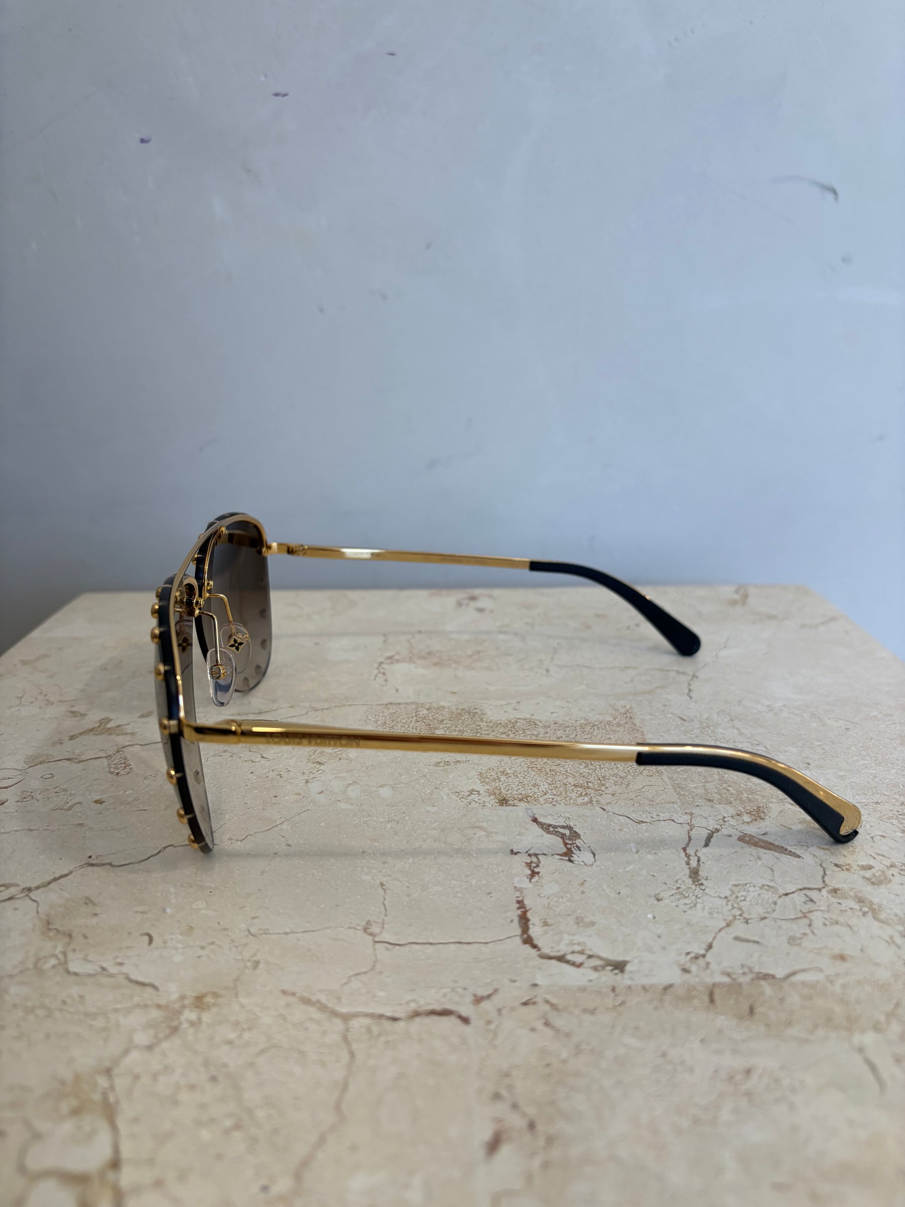 Louis Vuitton Gold Studded Aviator Sunglasses