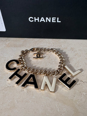 Chanel Silver C H A N E L Charm Bracelet