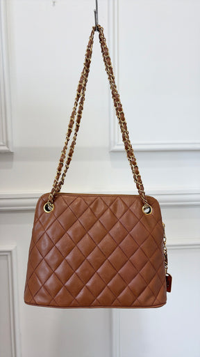 Chanel Tan Quilted Leather Dome Chain Shoulder Bag