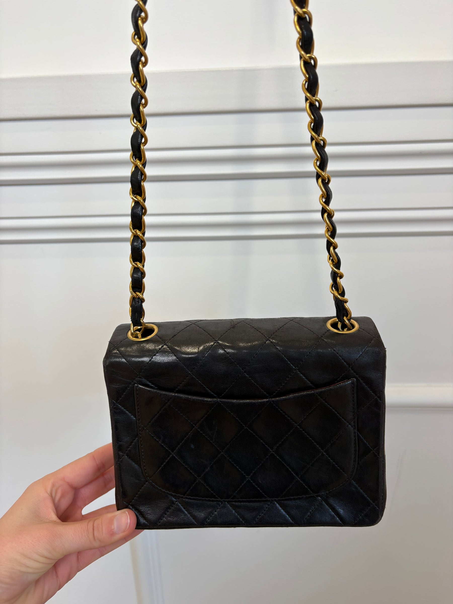 Chanel Vintage Mini Flap Bag Dark Brown Gold HW