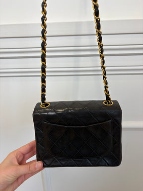 Chanel Vintage Mini Flap Bag Dark Brown Gold HW