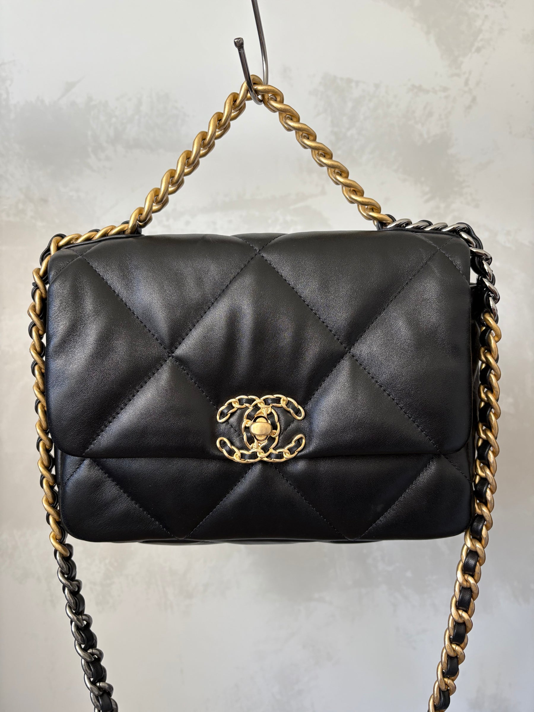 Chanel Black Leather Small 19 Bag