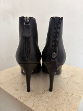 Chanel Camellia Flower Embellished Ankle Boots Black, 39