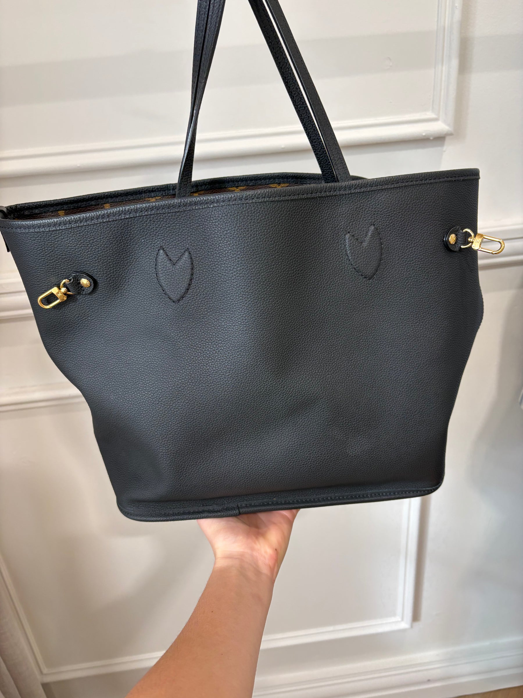 Louis Vuitton Black Leather and Canvas Monogram Reversible Neverfull Tote PM