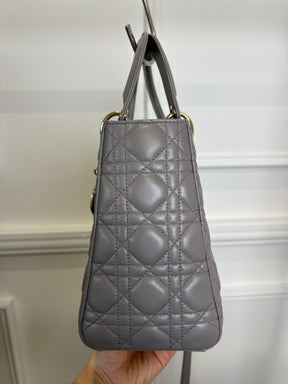 Dior Grey Cannage Quilted Medium Lady Dior