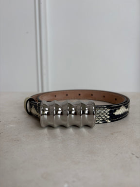 Khaite Juliua Python Print Silver Buckle belt, XS/S