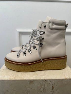 Hermès Cream Leather Discovery Combat Boots, 38
