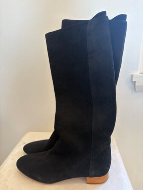 Chloé Black Suede Knee High Boots, 39.5