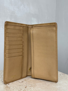 Chanel Beige Leather Long Flap Wallet