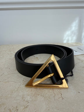 Bottega Veneta Black Leather Triangle Belt, 80