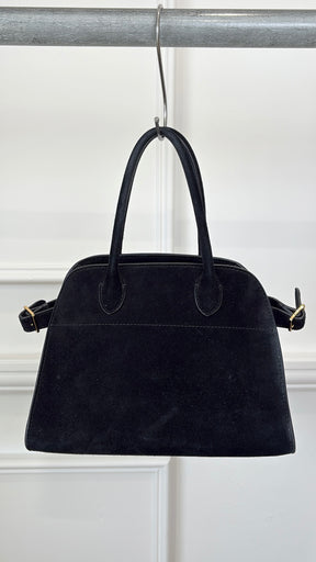 The Row Black Suede Soft Margaux 10 Bag