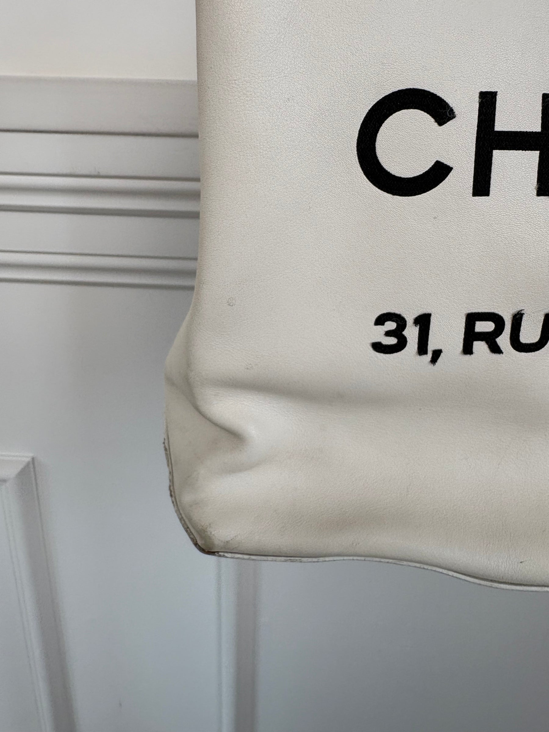 Chanel 31 Rue Cambon White Leather Shopping Bag