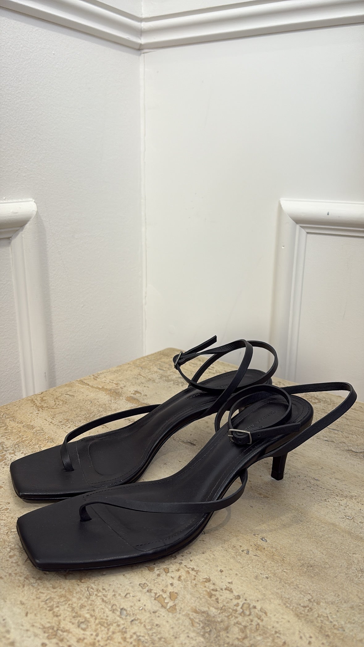 Camilla and Marc Black Ankle Tie Heels, 39
