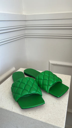 Bottega Veneta Green Padded Lido Slides, 40