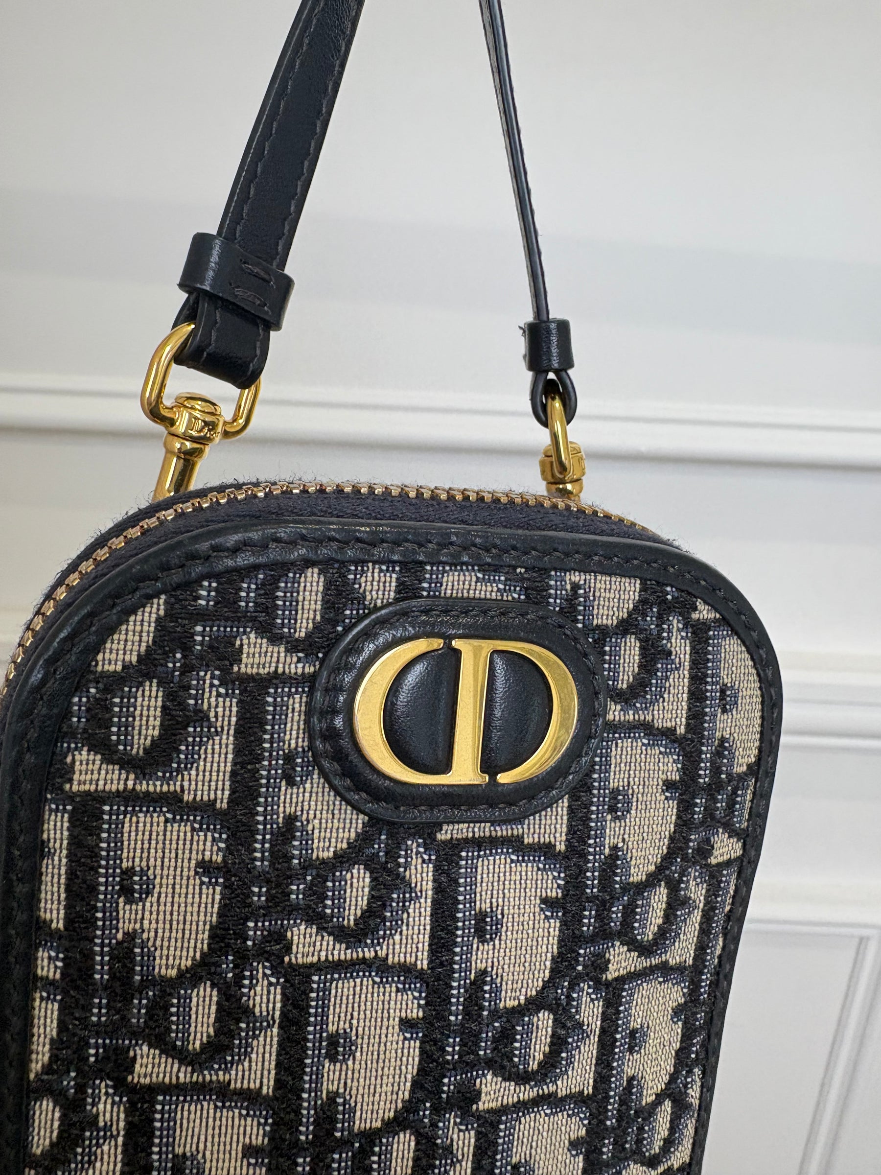 Dior Navy Oblique Monogram Phone Holder