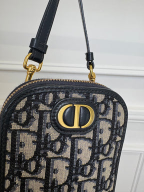Dior Navy Oblique Monogram Phone Holder