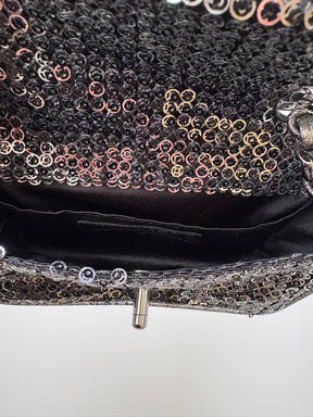 Chanel Pewter and Silver Hidden Sequin Micro Flap bag