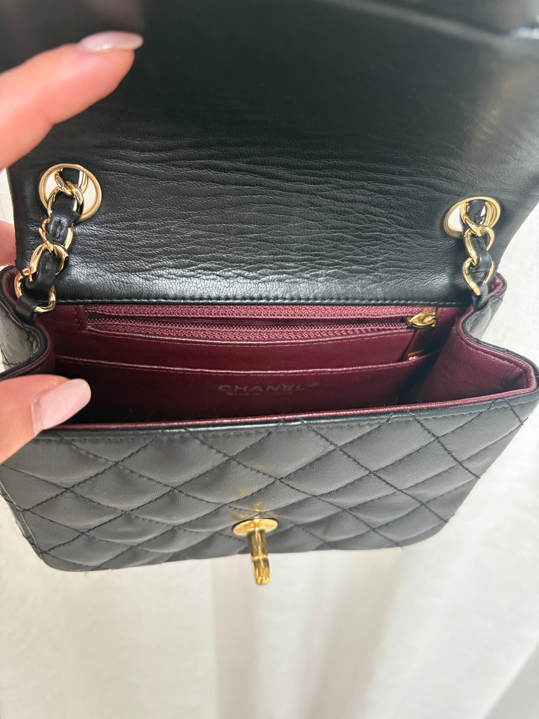 Chanel Mini Flap Bag Black With Gold Plated Hardware