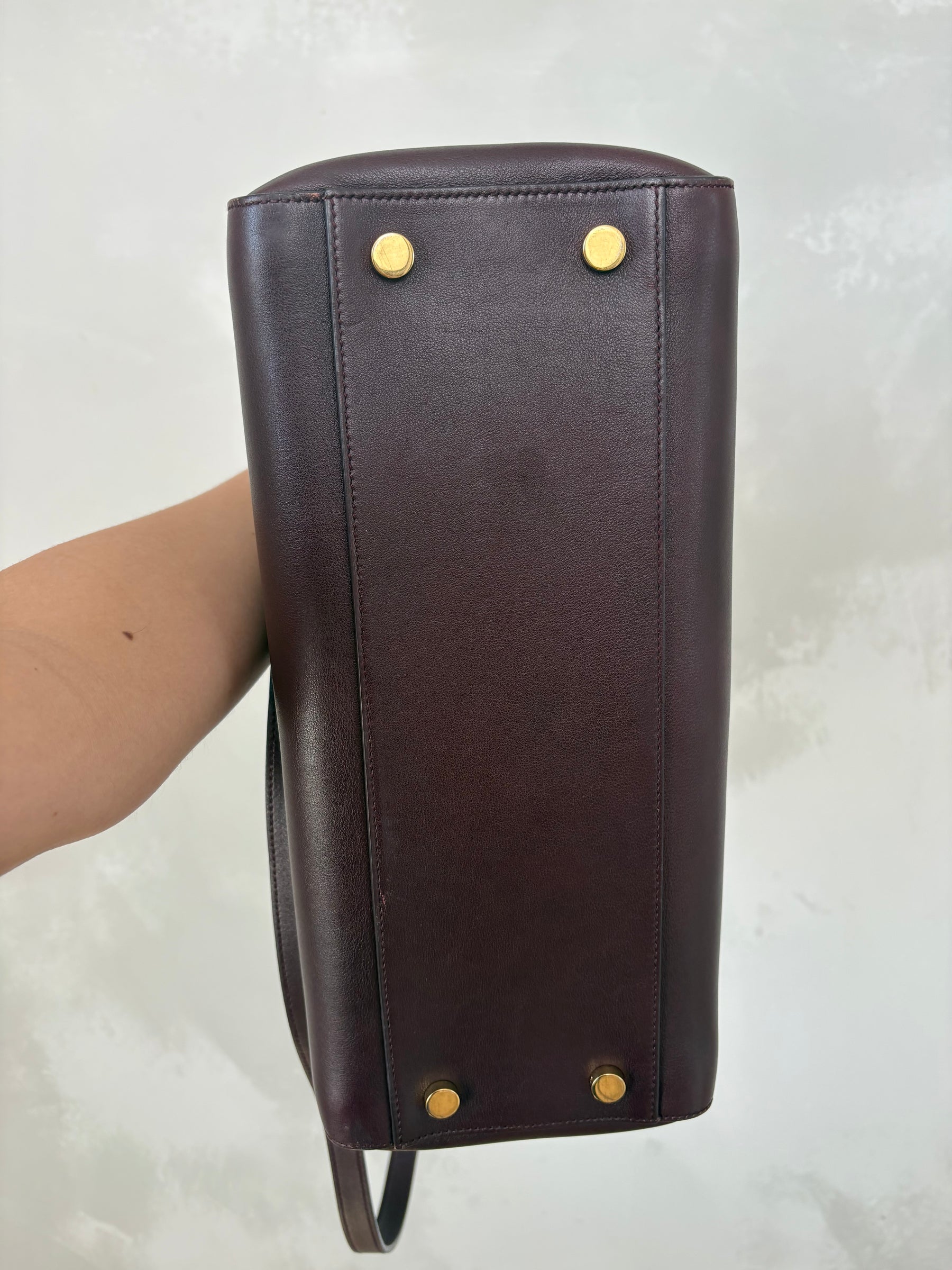 Saint Laurent Burgundy Leather Top Handle Bag