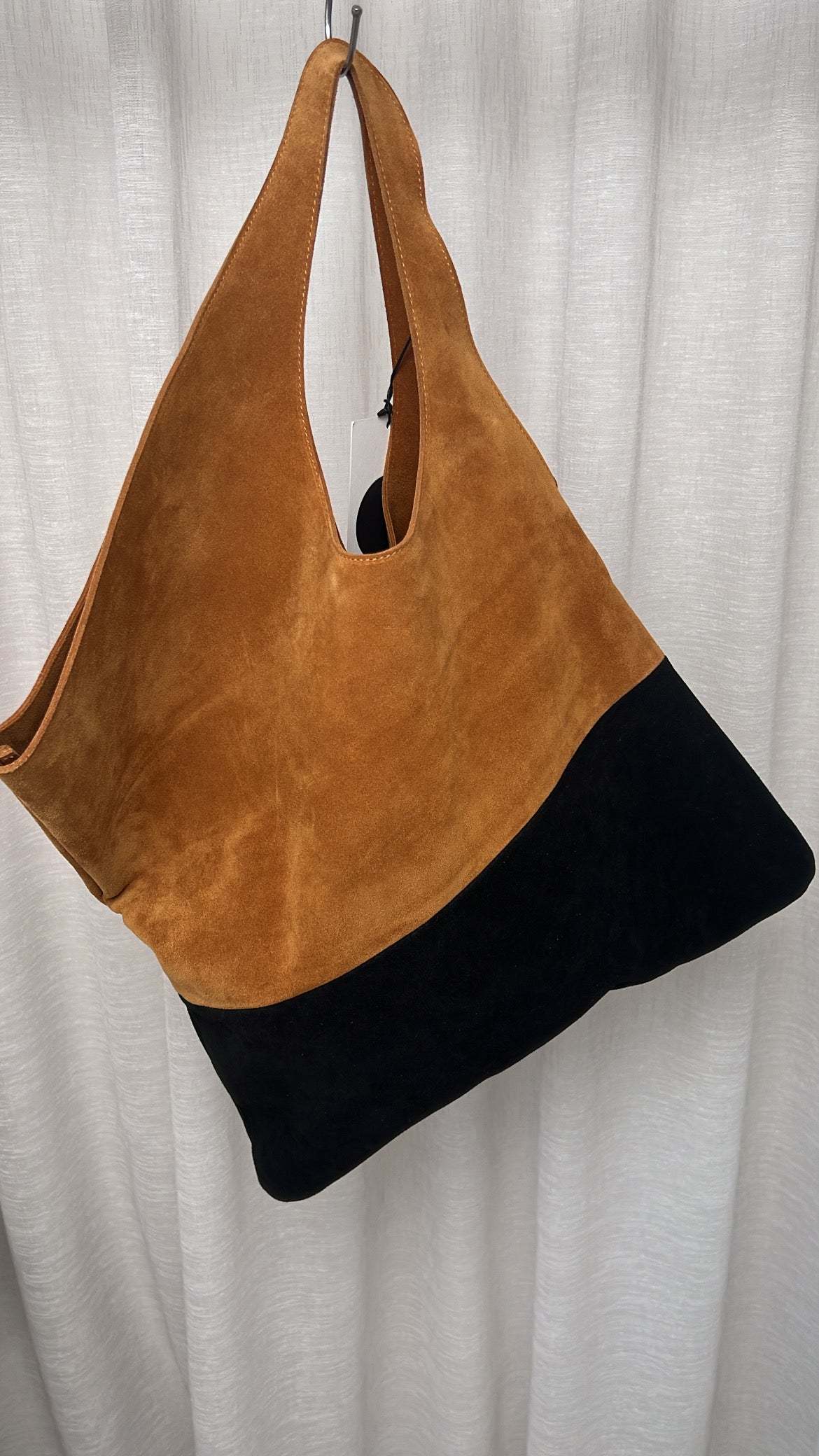 bassike Suede Two Tone Egg Tote Tan And Black, OS