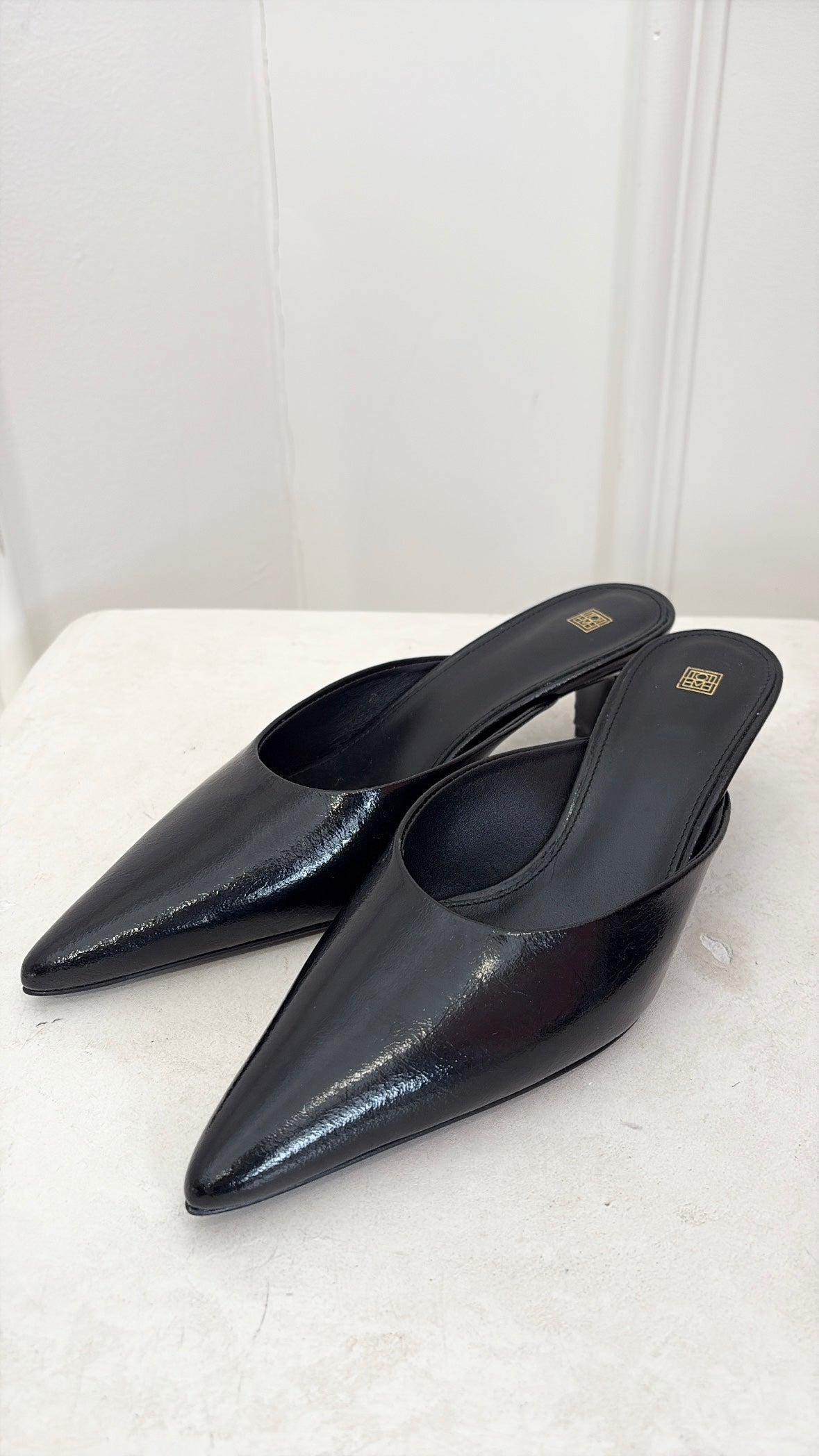 Totême Black Patent Pointed Mule, 36