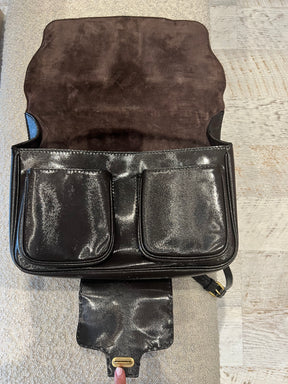 Fendi Brown Coated Leather Top Handle Shoulder Bag