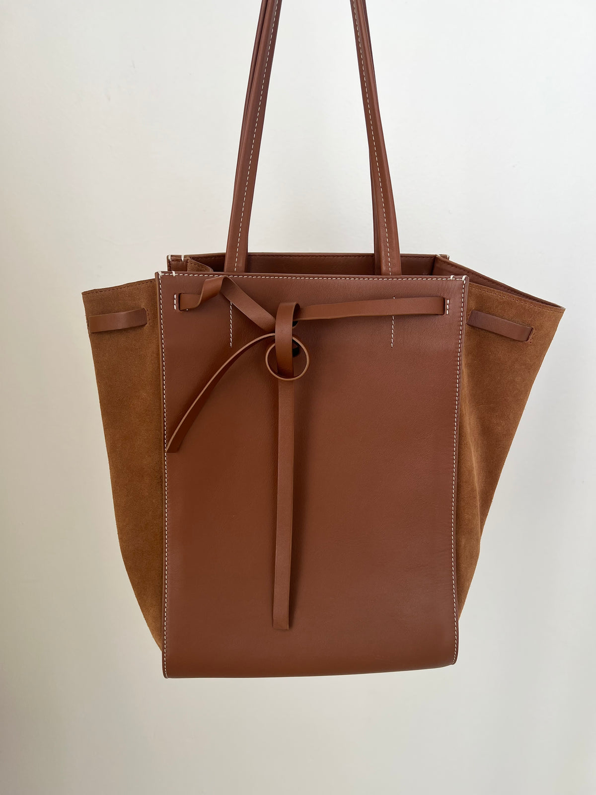 Vince Tan Leather and Suede Tote Bag
