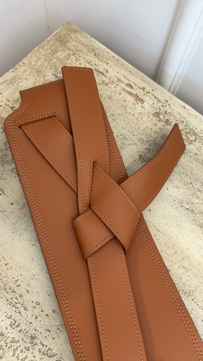 Loewe Tan Leather Knot Detail Corset Belt, L
