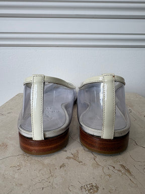 Chanel Cream Patent and PVC Logo Ballet Flats, 36.5