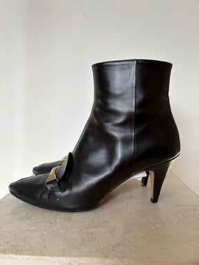 Tod's Black Leather Pointed Ankle Boots, 37