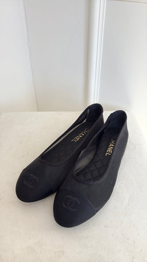 Chanel Black Mesh Ballet Flats, 39.5