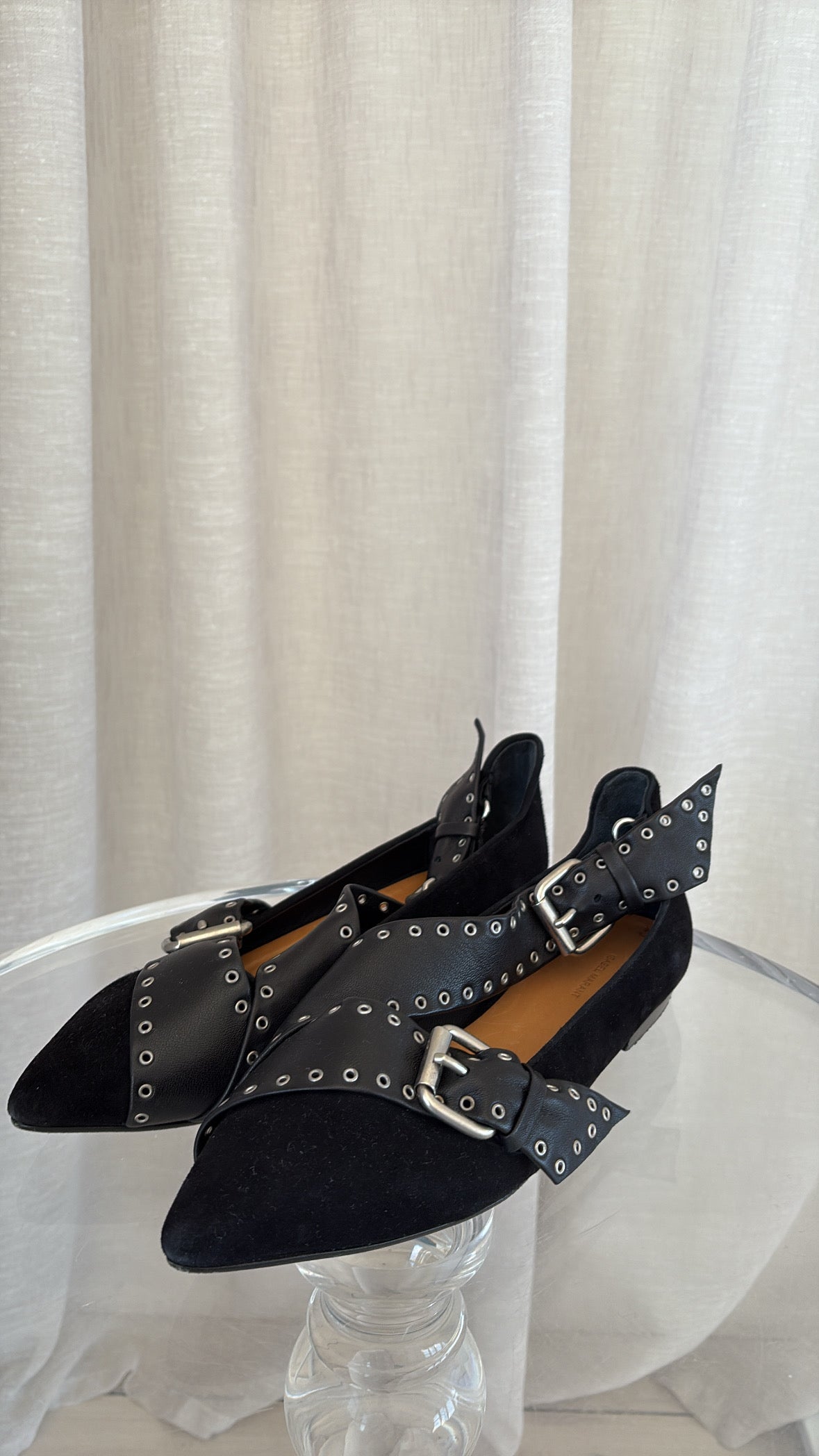 Isabel Marant Suede And Leather Eyelet Ballet Flats, 39