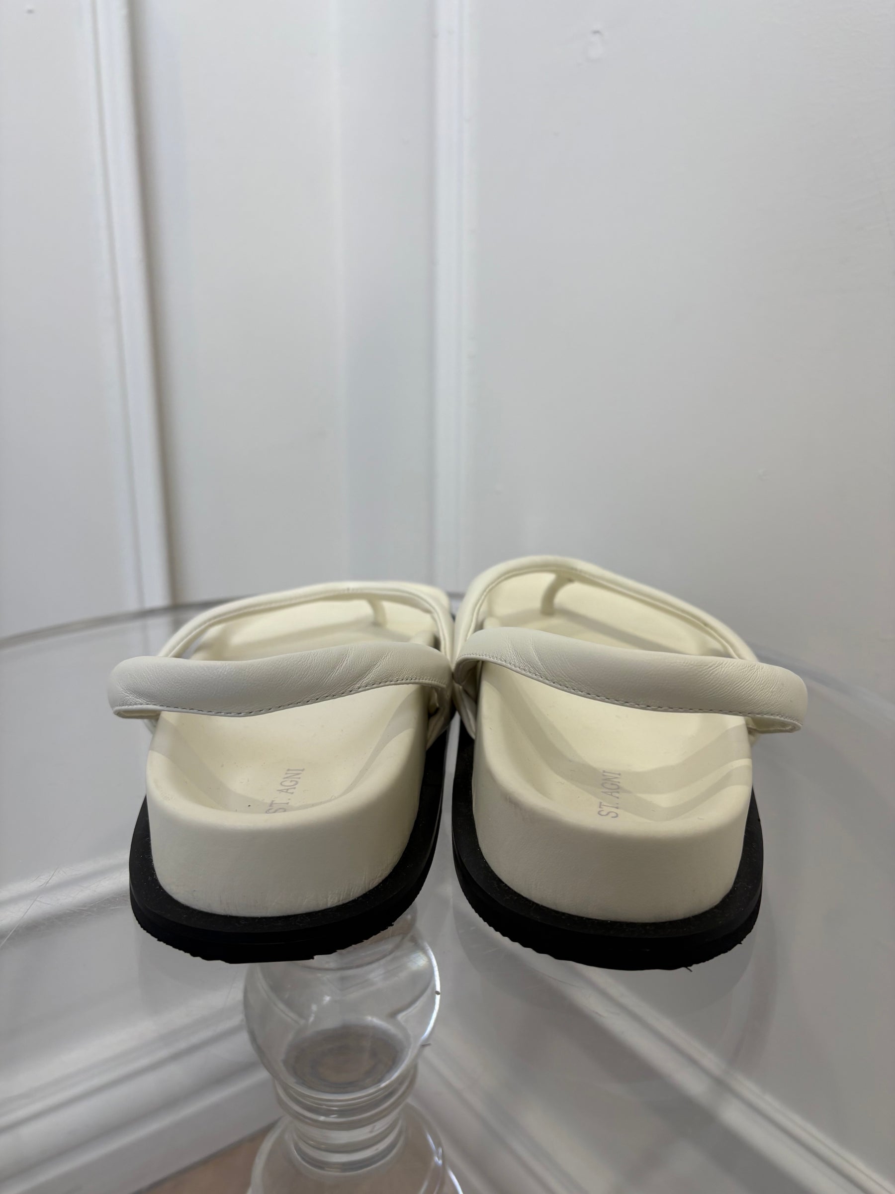 St Agni Cream Thong Sling Back Sandals, 39