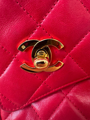 Chanel Red Leather Turn Lock Logo Tassel Camera Bag