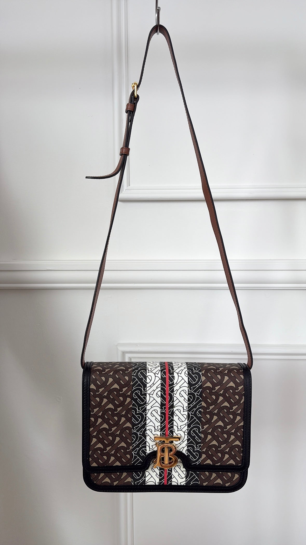Burberry TB Shoulder Bag Brown White