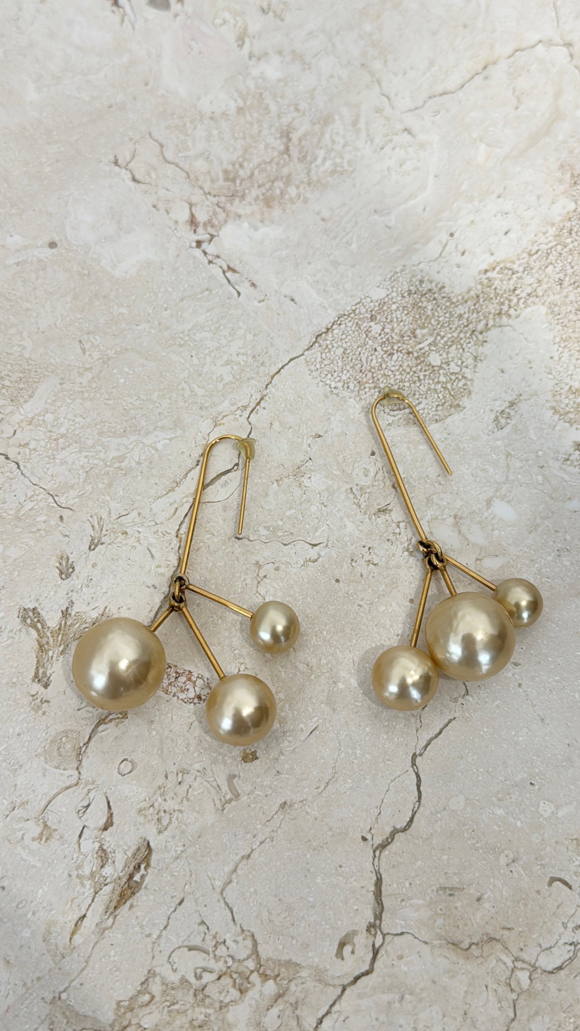 Celine Triple Drop Earrings Gold Tone